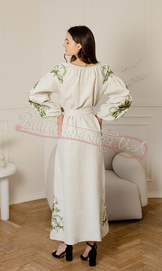 Довга сукня з натурального льону 4677 - фото 5 vishivano4ka.com.ua