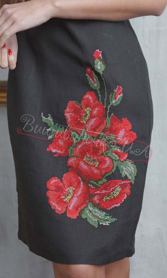 Жіноча сукня з квітковим узором SL 170 - фото 3 vishivano4ka.com.ua