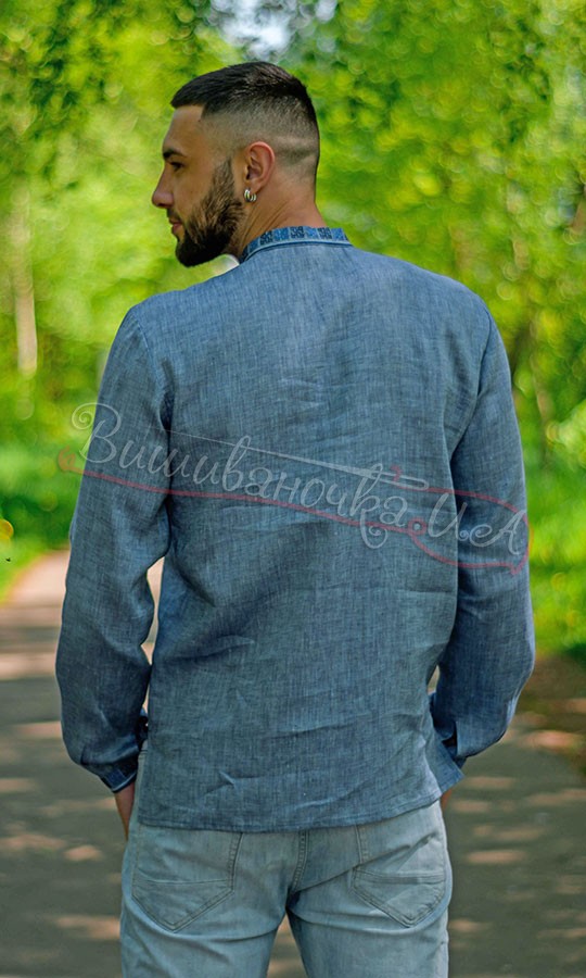 Мужская рубашка из льна 4243 - фото 3 vishivano4ka.com.ua