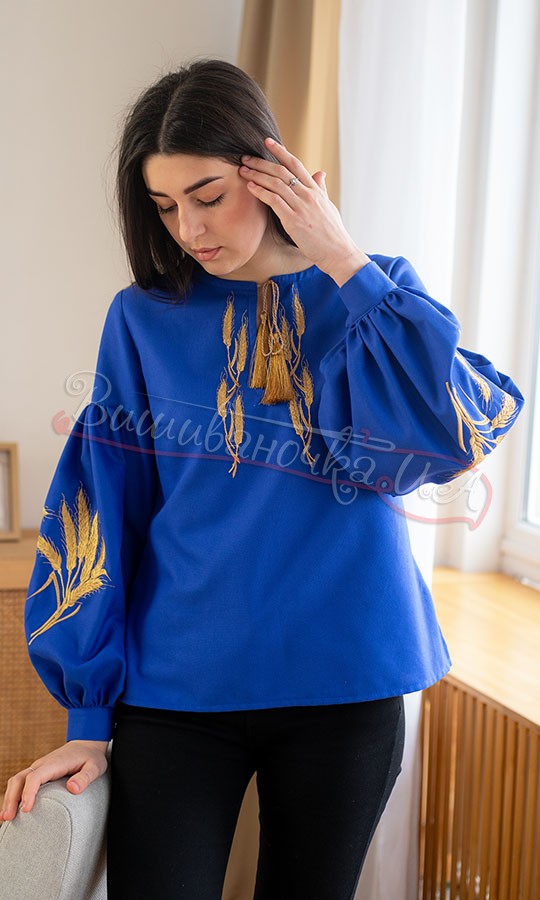 Блуза жіноча з колосками 212-7 - фото 3 vishivano4ka.com.ua