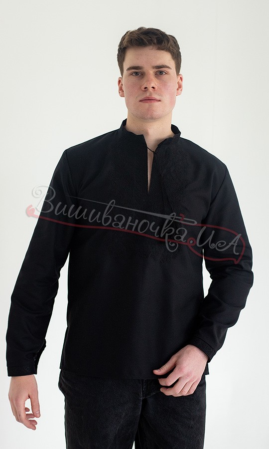 Черная мужская вышиванка 317-5 - фото 3 vishivano4ka.com.ua