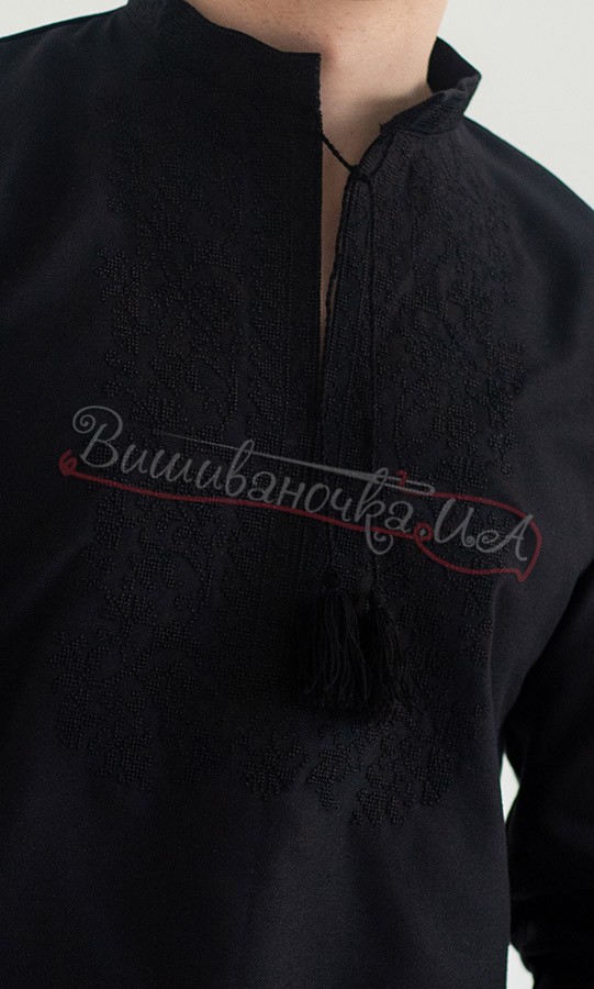Черная мужская вышиванка 317-5 - фото 5 vishivano4ka.com.ua