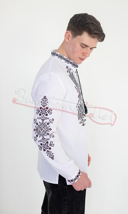 Мужская вышиванка с асимметричным узором 3046-4 - фото 3 vishivano4ka.com.ua