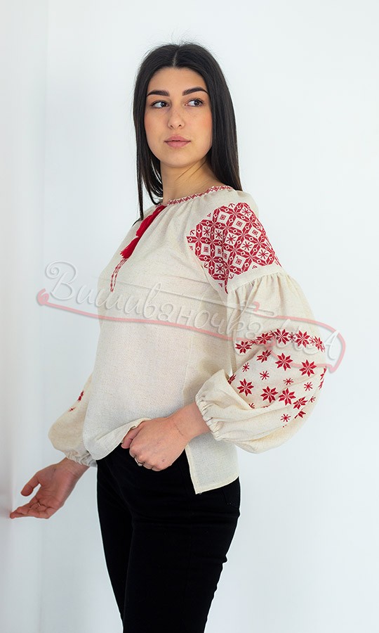 Жіноча блуза сірого кольору з вишивкою 235-4 - фото 4 vishivano4ka.com.ua