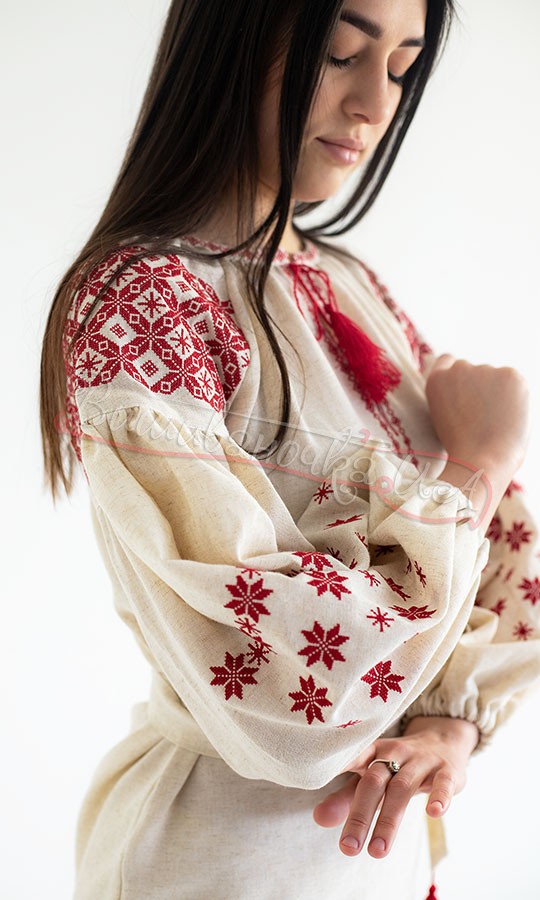 Сукня з червоним орнаментом 135-4 - фото 7 vishivano4ka.com.ua