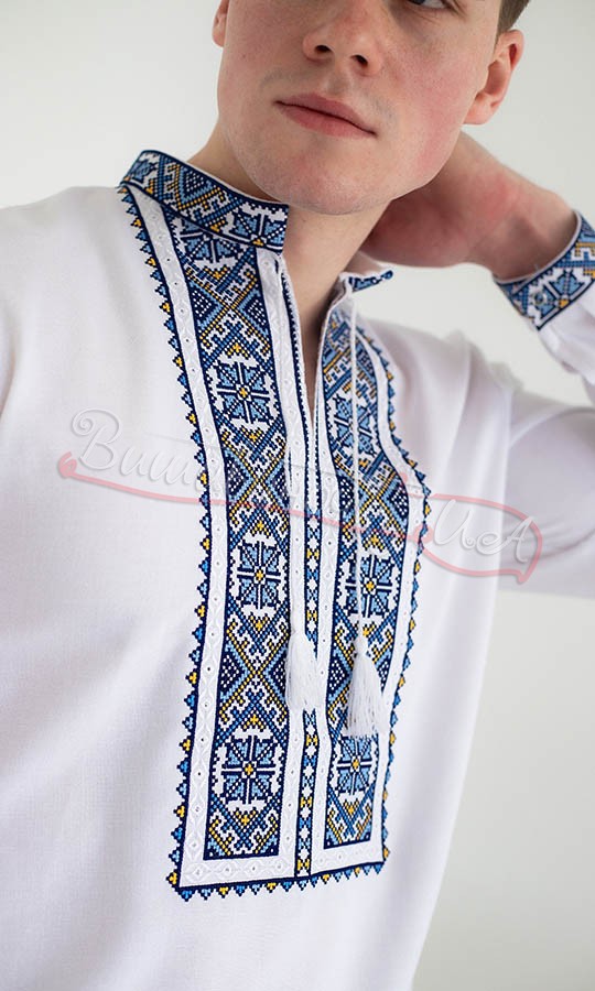 Вишиванка з блакитно-жовтим орнаментом 366-4 - фото 3 vishivano4ka.com.ua