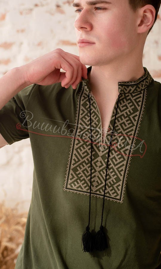 Футболка кольору хакі 5209 - фото 3 vishivano4ka.com.ua