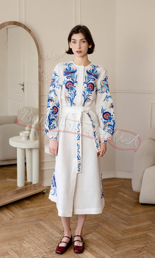 Біле плаття з яскравим візерунком 4672 - фото 1 vishivano4ka.com.ua