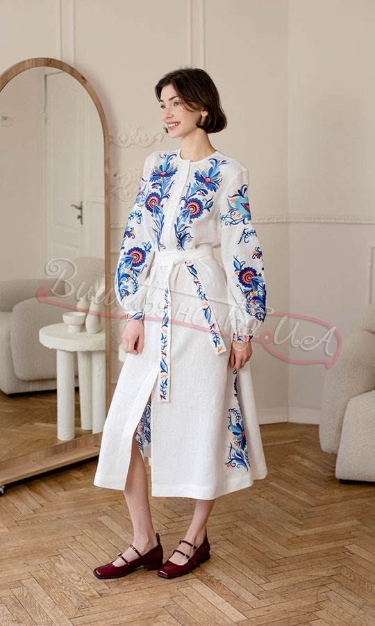 Біле плаття з яскравим візерунком 4672 - фото 2 vishivano4ka.com.ua