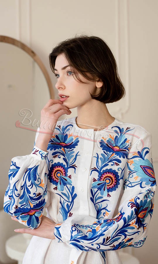 Біле плаття з яскравим візерунком 4672 - фото 4 vishivano4ka.com.ua