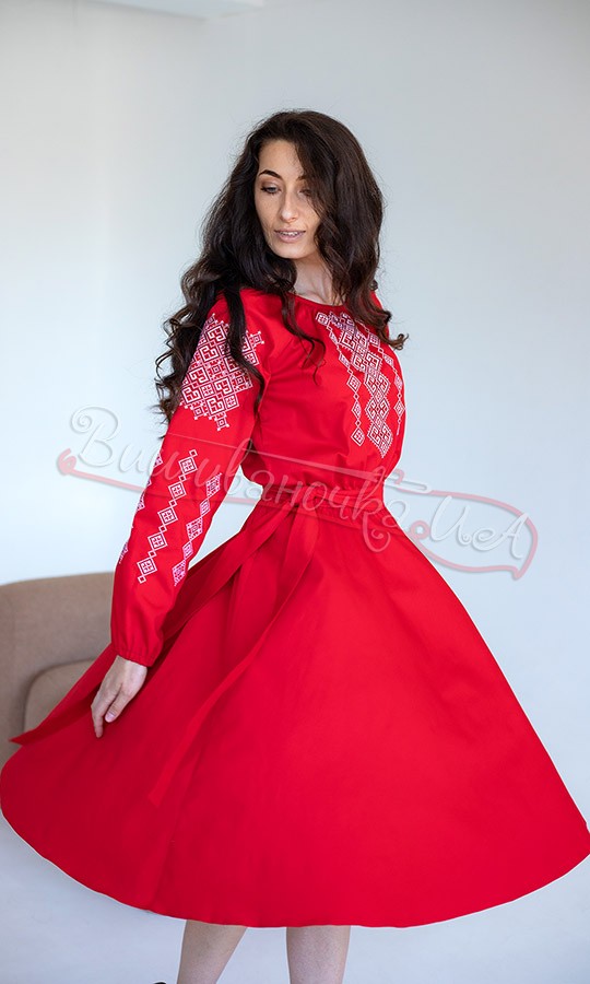 Червона яскрава жіноча сукня 1016-7 - фото 3 vishivano4ka.com.ua