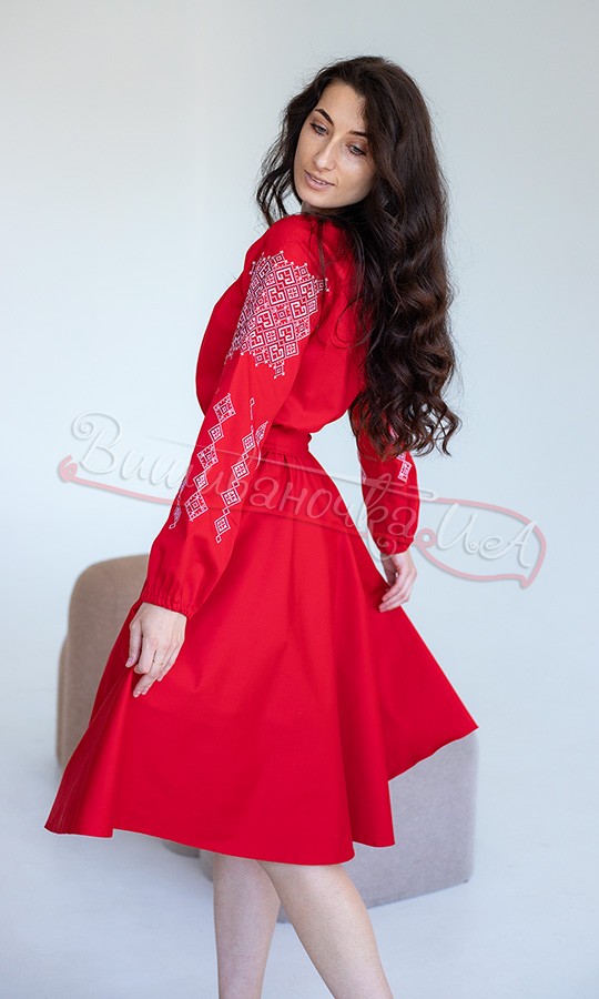 Червона яскрава жіноча сукня 1016-7 - фото 4 vishivano4ka.com.ua