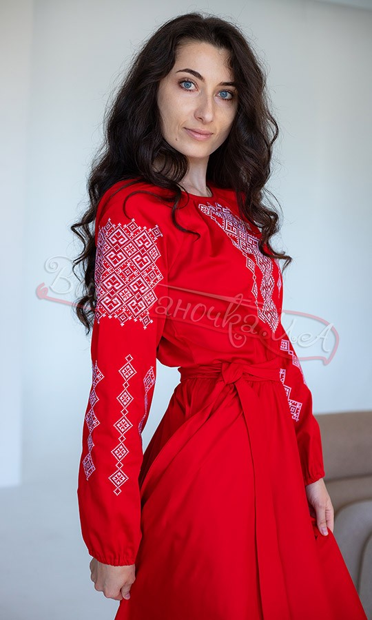 Червона яскрава жіноча сукня 1016-7 - фото 5 vishivano4ka.com.ua