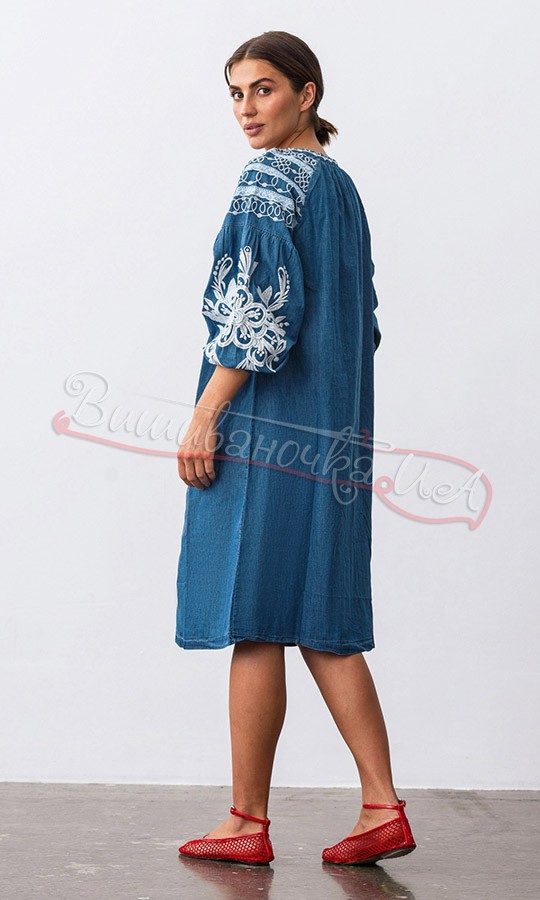 Платье из джинса с кружевом 901475 - фото 3 vishivano4ka.com.ua