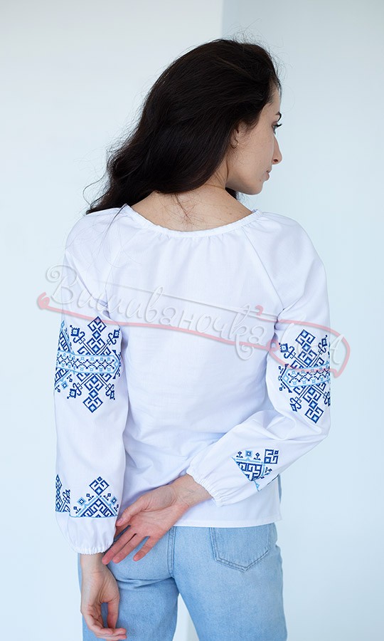 Вишиванка з синьо-блакитним візерунком 2176-3 - фото 3 vishivano4ka.com.ua