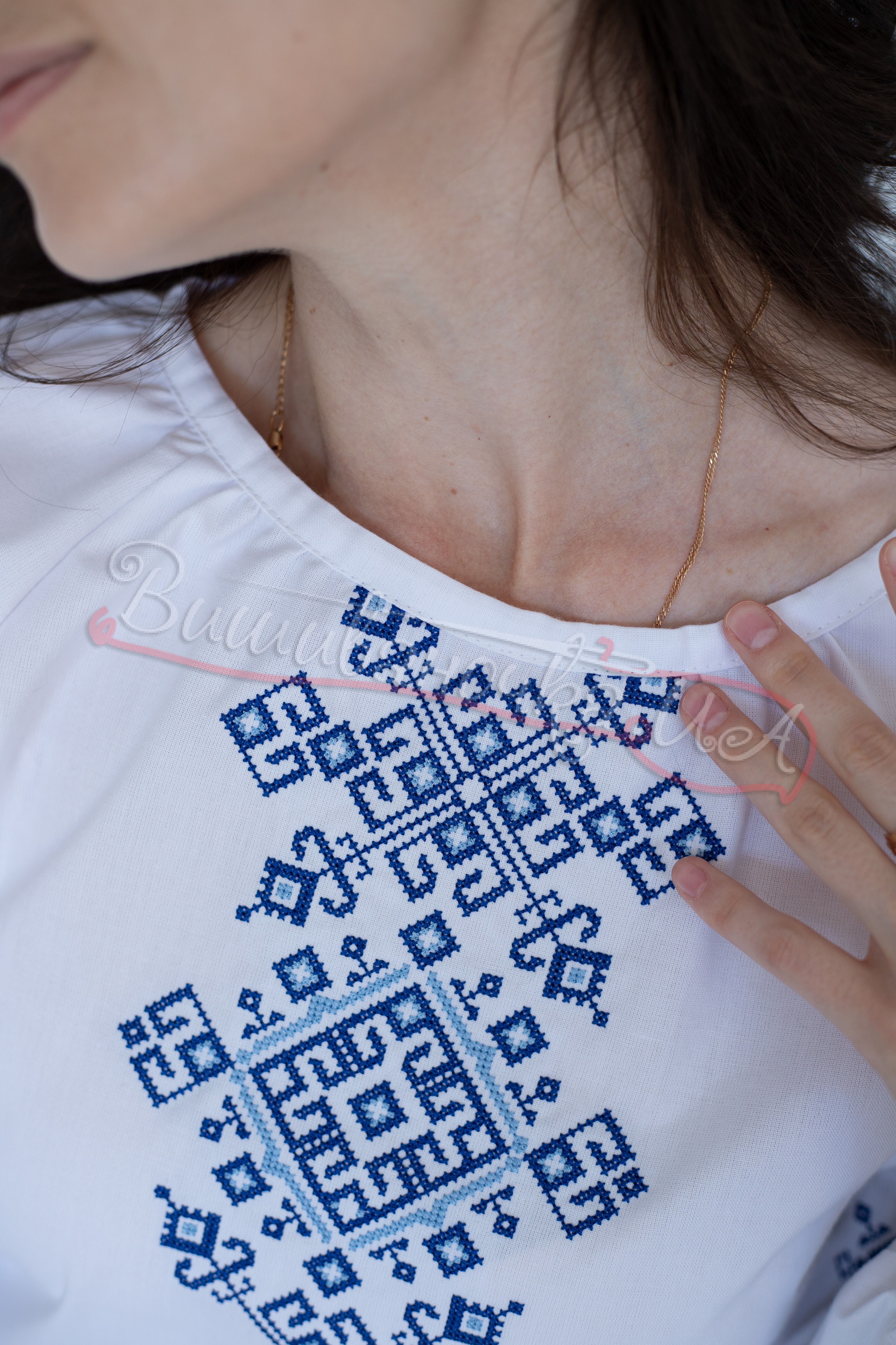 Вишиванка з синьо-блакитним візерунком 2176-3 - фото 4 vishivano4ka.com.ua