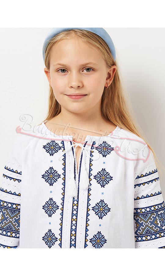 Рубашка с сине-желтым узором 966-4 - фото 3 vishivano4ka.com.ua