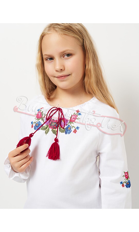 Блузка с вышитыми цветами 9400 - фото 3 vishivano4ka.com.ua