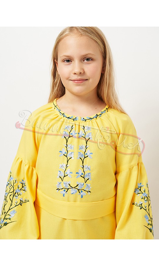Желтое платье для девочки с вышивкой 829-8 - фото 3 vishivano4ka.com.ua
