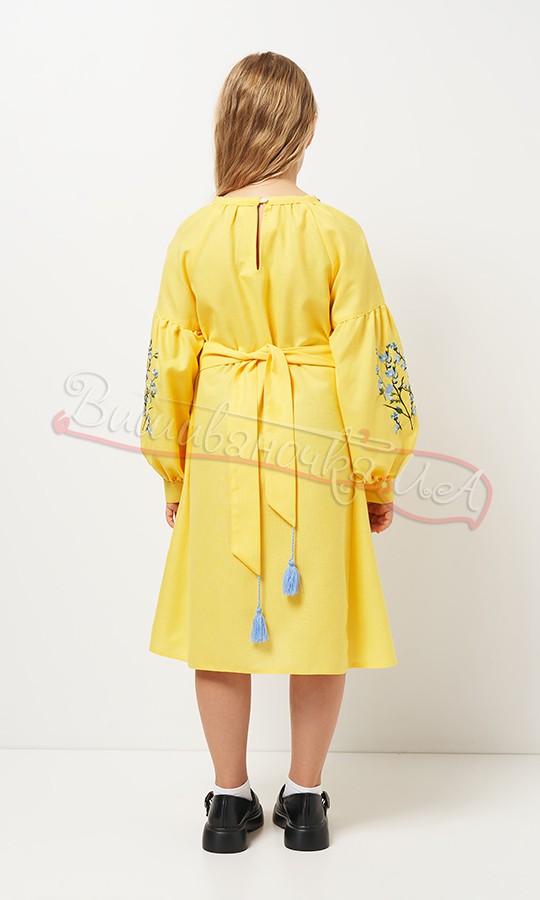 Желтое платье для девочки с вышивкой 829-8 - фото 4 vishivano4ka.com.ua