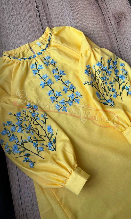 Желтое платье для девочки с вышивкой 829-8 - фото 5 vishivano4ka.com.ua