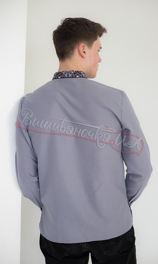 Мужская серая вышиванка 368-24 - фото 5 vishivano4ka.com.ua
