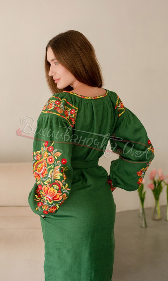 Лляне плаття з вишивкою, коротке 4505-к - фото 3 vishivano4ka.com.ua