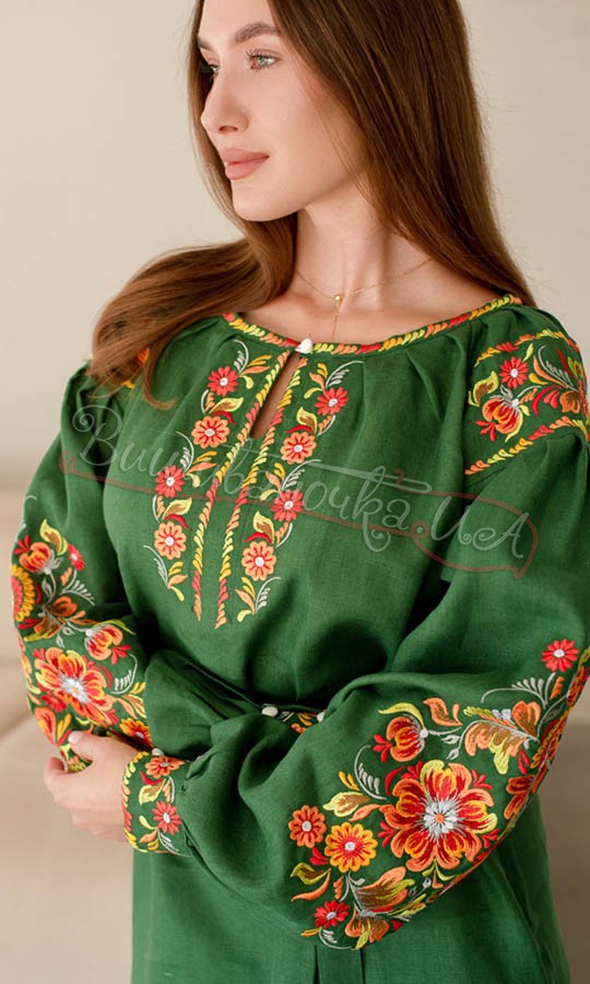 Лляне плаття з вишивкою, коротке 4505-к - фото 4 vishivano4ka.com.ua