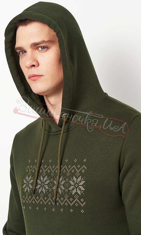 Худі з вишивкою кольору хакі 0018 - фото 4 vishivano4ka.com.ua