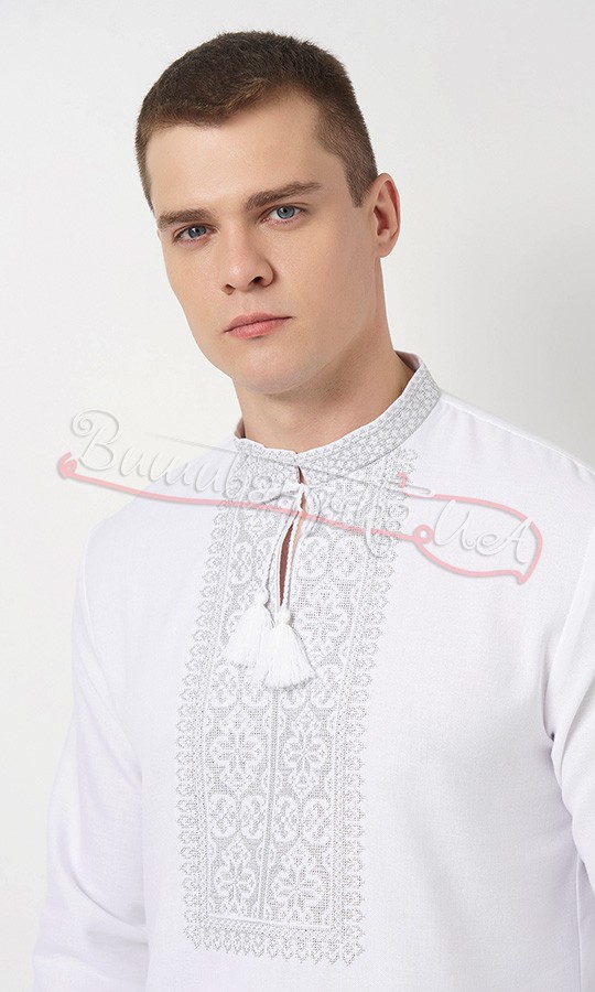 Вышиванка с серым узором 344-1 - фото 3 vishivano4ka.com.ua