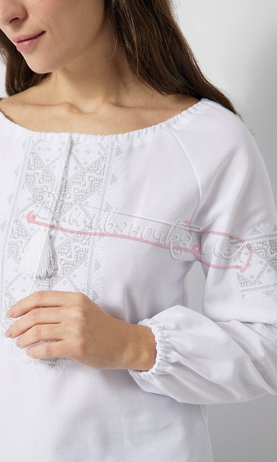 Блузка із сірою вишивкою 516-1 - фото 3 vishivano4ka.com.ua