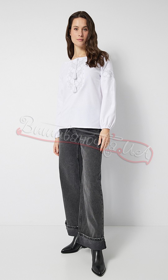 Блузка із сірою вишивкою 516-1 - фото 4 vishivano4ka.com.ua