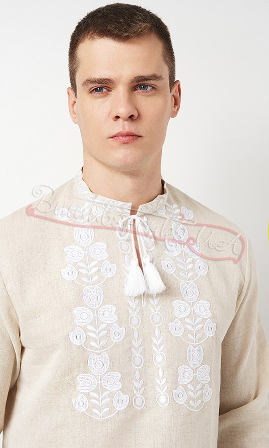 Чоловіча сорочка з білим узором 3110 - фото 3 vishivano4ka.com.ua