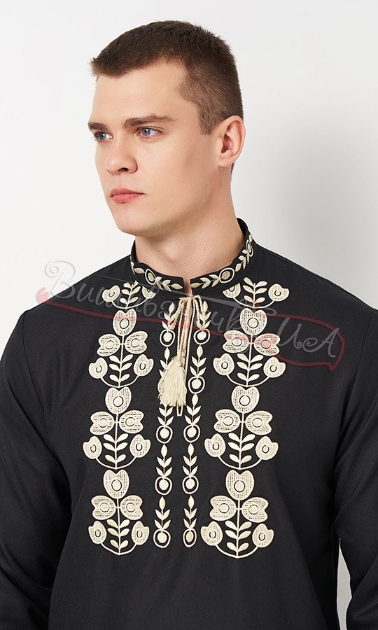 Чорна чоловіча сорочка з вишивкою 3110-1 - фото 3 vishivano4ka.com.ua