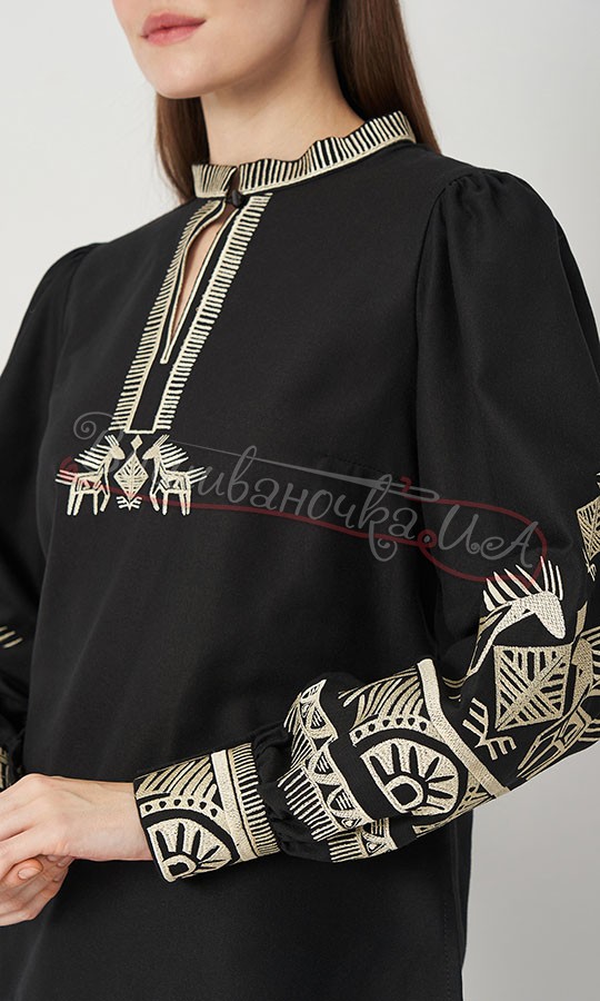 Елегантна чорна блуза 545-6 - фото 3 vishivano4ka.com.ua