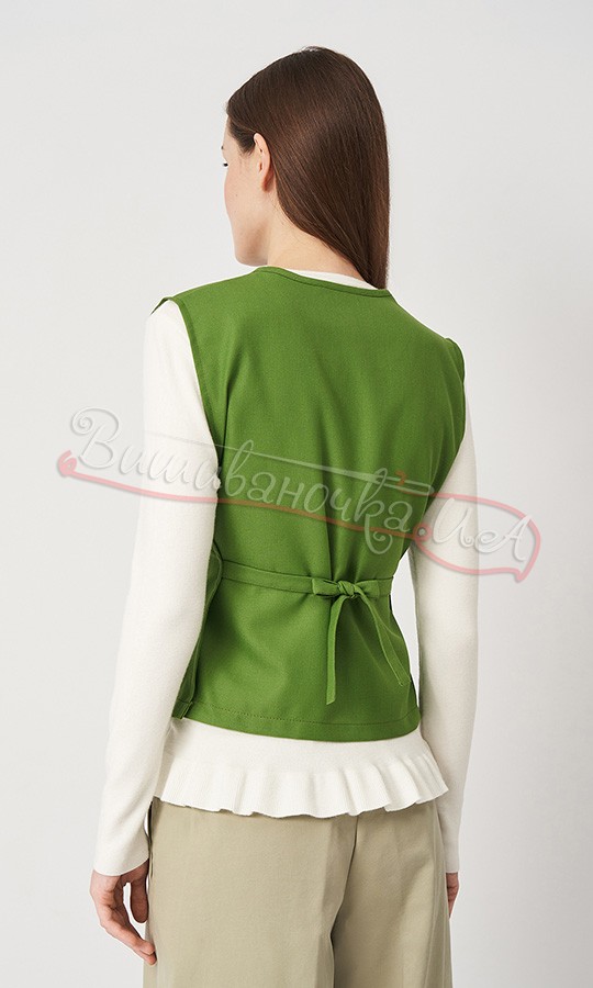 Зелена жилетка з вишивкою Ж0110-11 - фото 3 vishivano4ka.com.ua