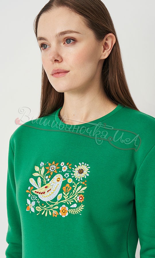 Зелений жіночий світшот 0021 - фото 3 vishivano4ka.com.ua