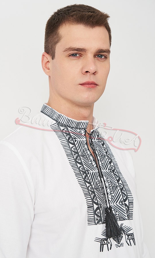 Чоловіча вишиванка з узором коників 645-1 - фото 3 vishivano4ka.com.ua