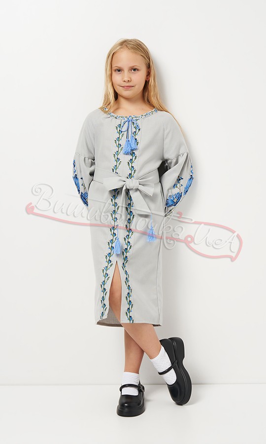 Платье серое с вышивкой 8205-7 - фото 3 vishivano4ka.com.ua