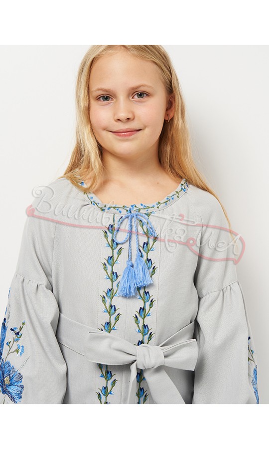 Платье серое с вышивкой 8205-7 - фото 4 vishivano4ka.com.ua