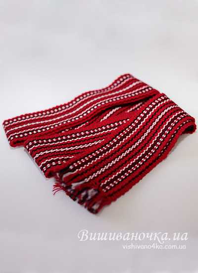 Детский тканый пояс к вышиванке, красный 0008 - фото 1 vishivano4ka.com.ua