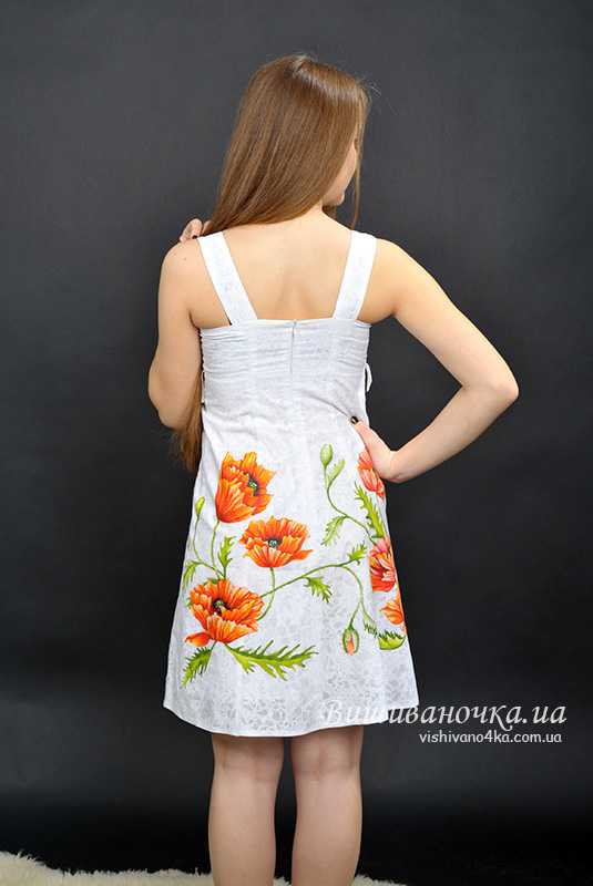 Художній розпис плаття маками р3413 - фото 2 vishivano4ka.com.ua