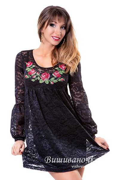 Жіноче плаття з мереживною тканиною СЛ039 - фото 1 vishivano4ka.com.ua