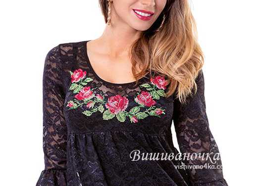 Жіноче плаття з мереживною тканиною СЛ039 - фото 2 vishivano4ka.com.ua